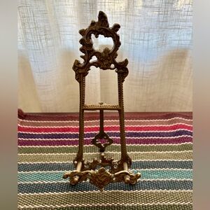 Ornate Decorative Brass Easel Stand - Gold Tone